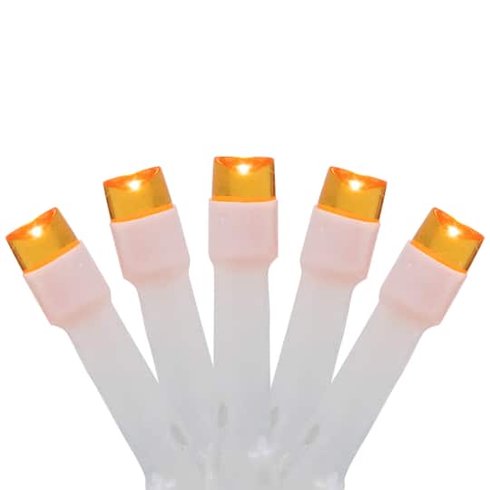 32604597 Battery Operated Orange LED Wide Angle Christmas Lights, White Wire - Set of 20